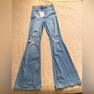 Hidden Distressed Light Blue Flare Jeans